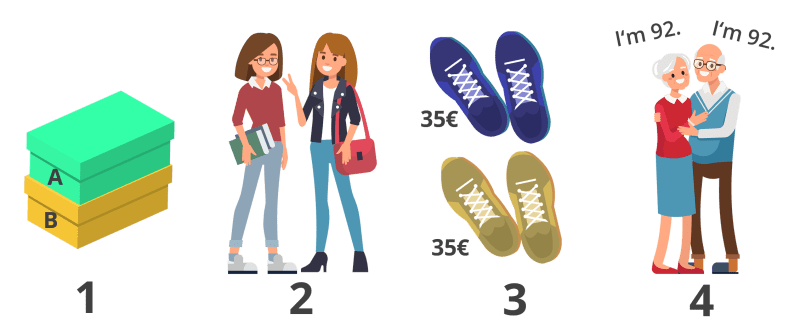 Verschiedene Objekte und Menschen miteinander vergleichen