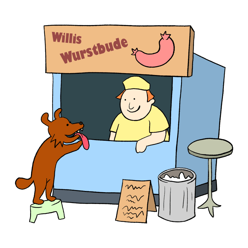 Hund ist an der Würstchenbude