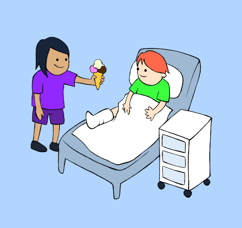 Fußballspielen Krankenbesuch