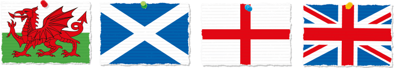 verschiedene Flaggen Großbritanniens