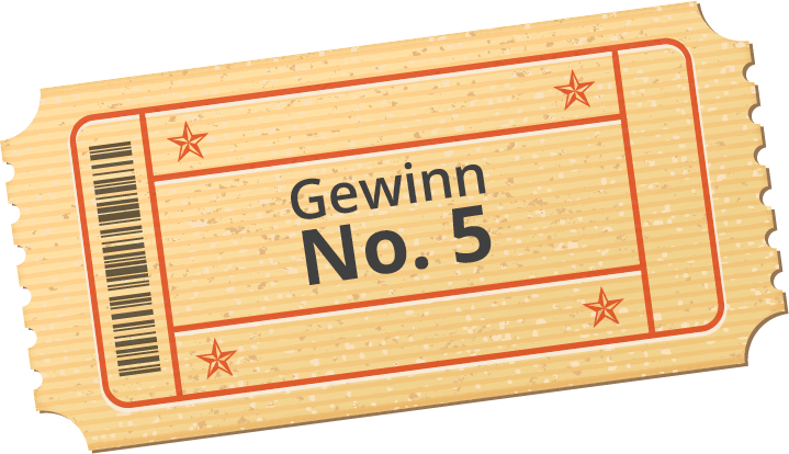 ein Los mit der Gewinnnummer 5 ist abgebildet