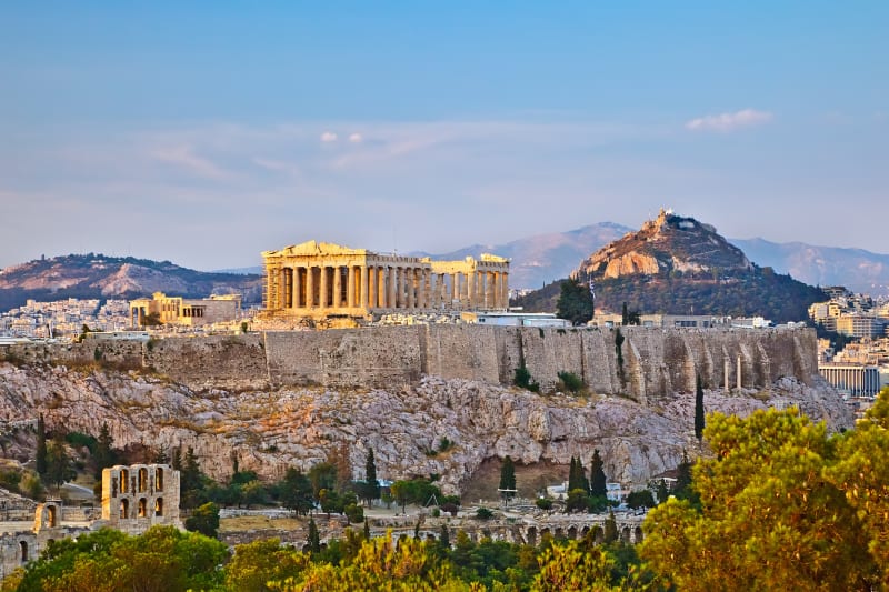 Akropolis bei Sonnenuntergang