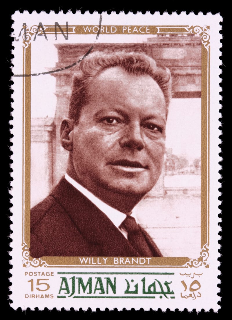 Briefmarke mit Willy Brandt Porträt
